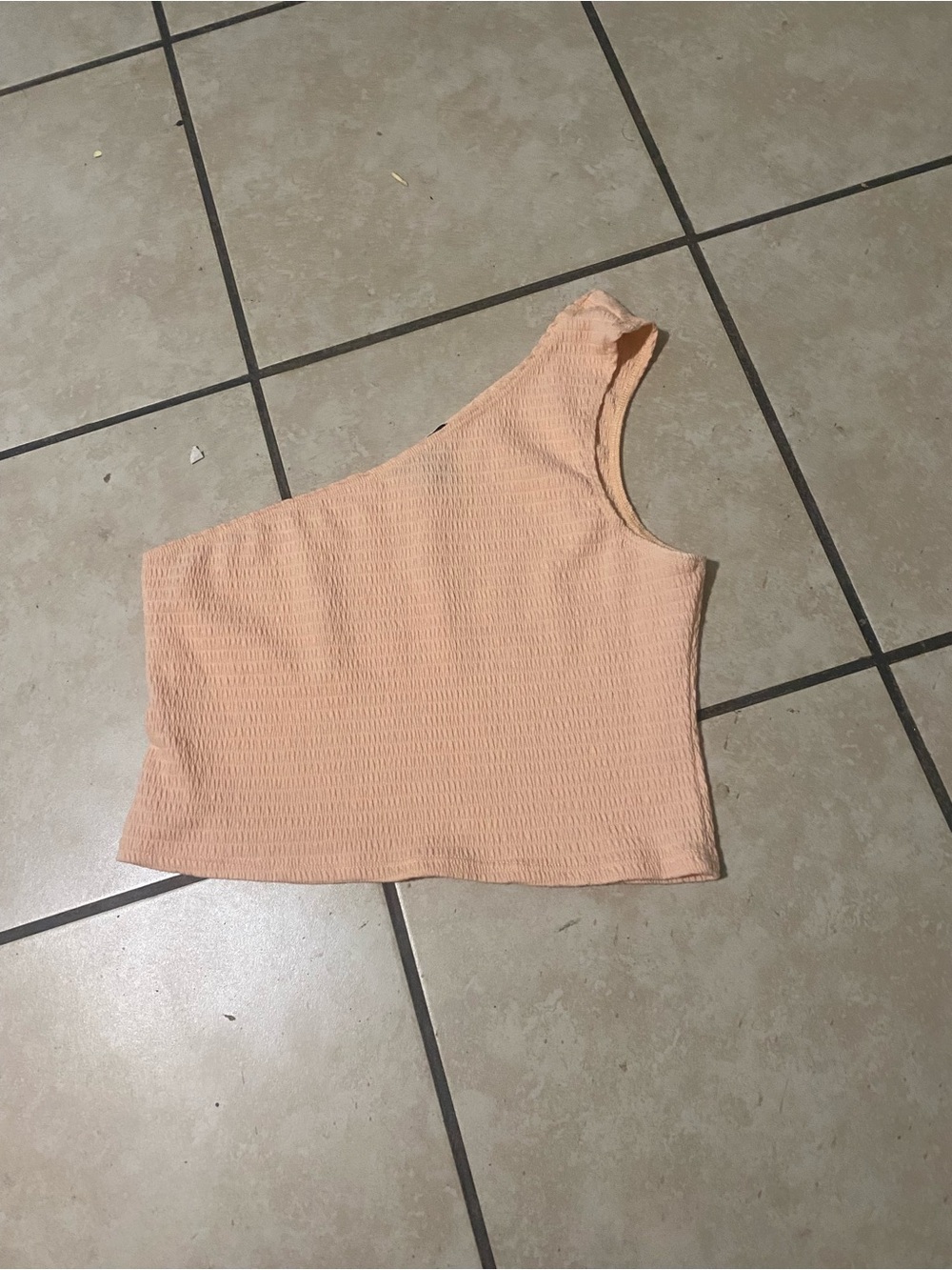 Forever 21 Peach One-Shoulder Ribbed Crop Top